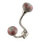 Red Round Crackle Ceramic Silver Iron Hook